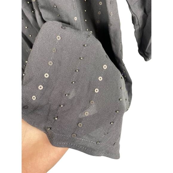 Cato Size 1X Tunic Blouse Top Chiffon Gray Sequin Embellished Y2K Whimsigoth NEW - Picture 6 of 9